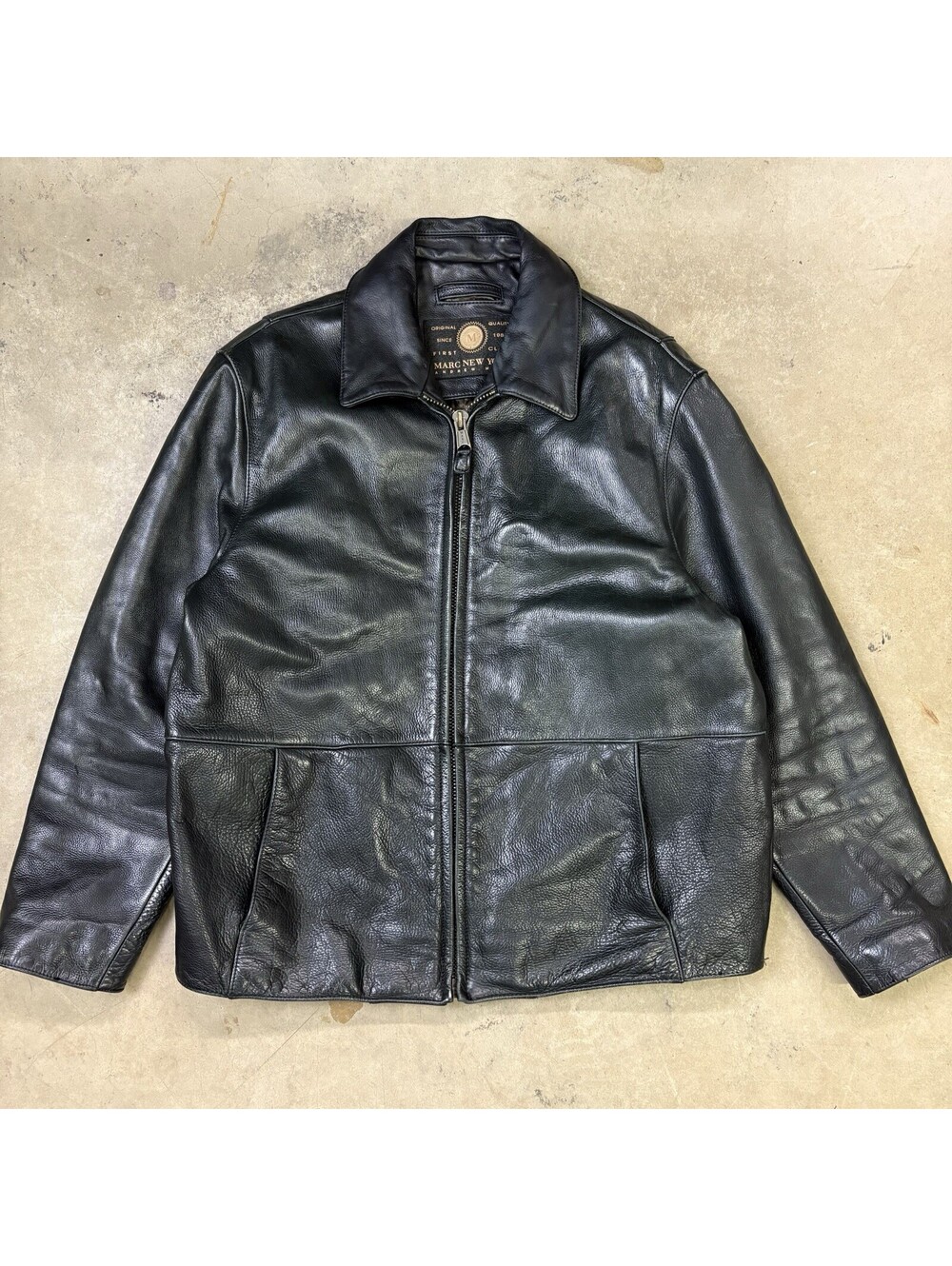 Vintage Marc New York Leather Jacket Size Large Insulated Thick Heavyweight
